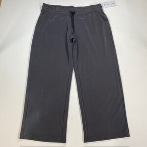Athleta Seasoft Straight‎ Crop Pants Women XL Charcoal Gray Wide Leg NWT